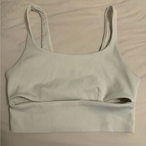 ALO Yoga Cream Ribbed Sports Bra
